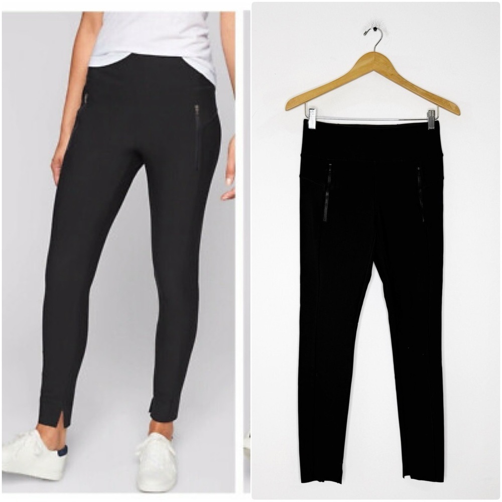 Athleta Stellar Tight Leggings Black XS Zipper Pockets Style 870815